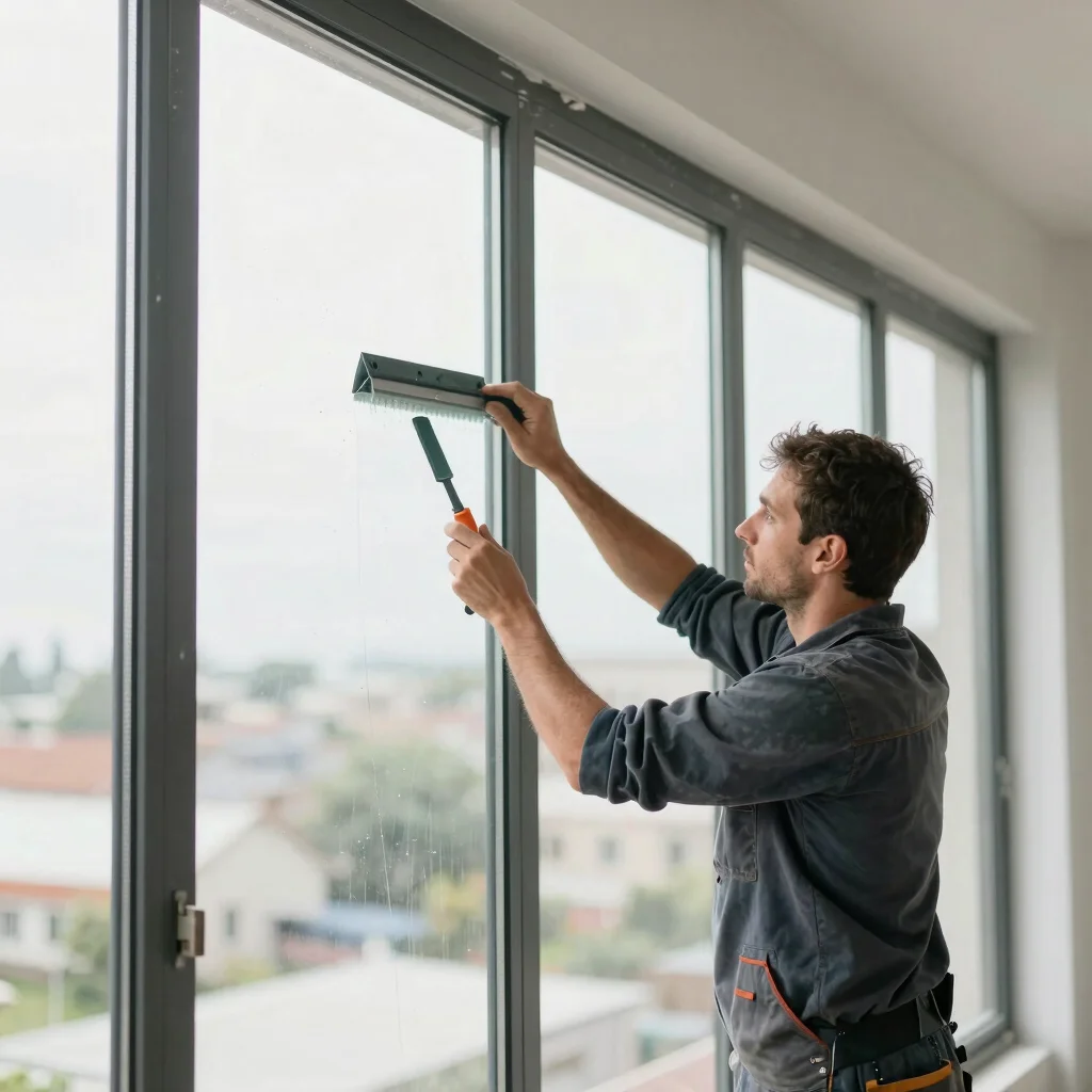 Post-Construction Glass Scraping & Scrub